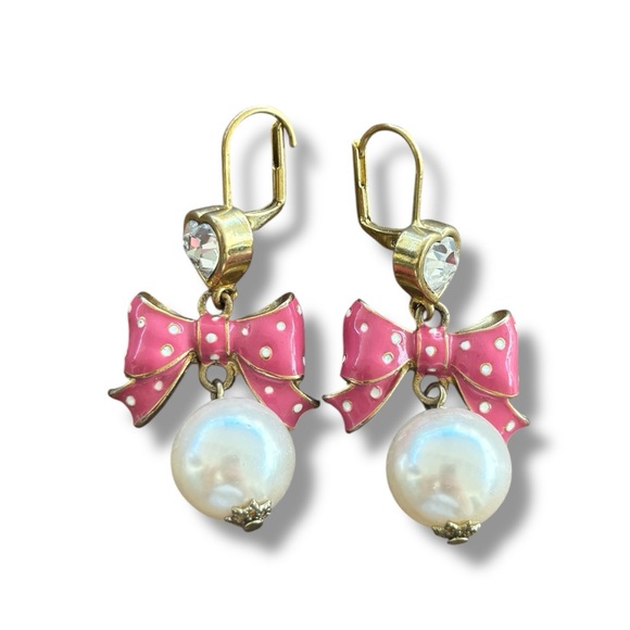 Betsey Johnson Jewelry - Betsey Johnson Bow and Pearl Earrings